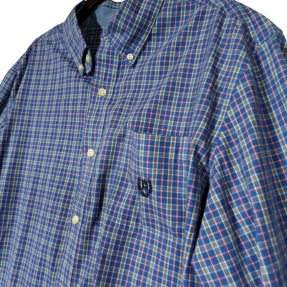 Ralph Lauren Chaps Mens Blue Plaid Button Down Shirt Long Sleeve LARGE - Picture 4 of 8